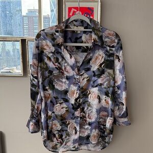L'AGENCE Floral Blouse - Purple and White